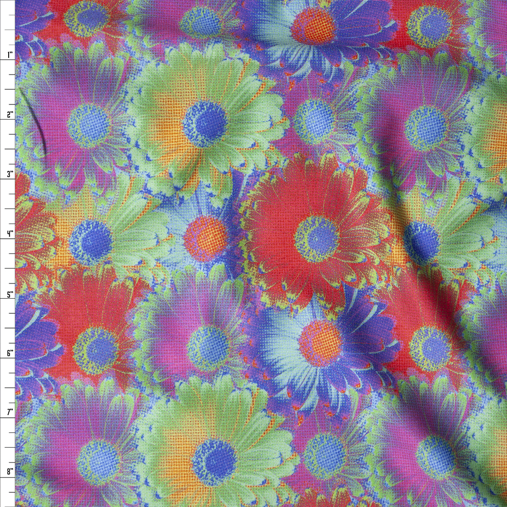 Vibrant Pop Art Daisies Nylon/Spandex Print Fabric By The Yard