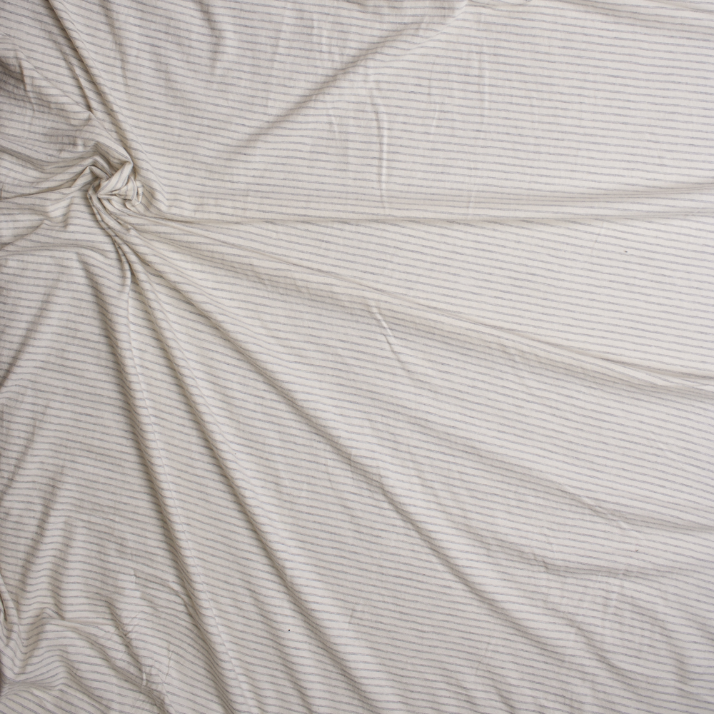 Grey on Ivory Horizontal Stripe Organic Cotton/Bamboo Jersey Knit Fabric By The Yard - Wide shot