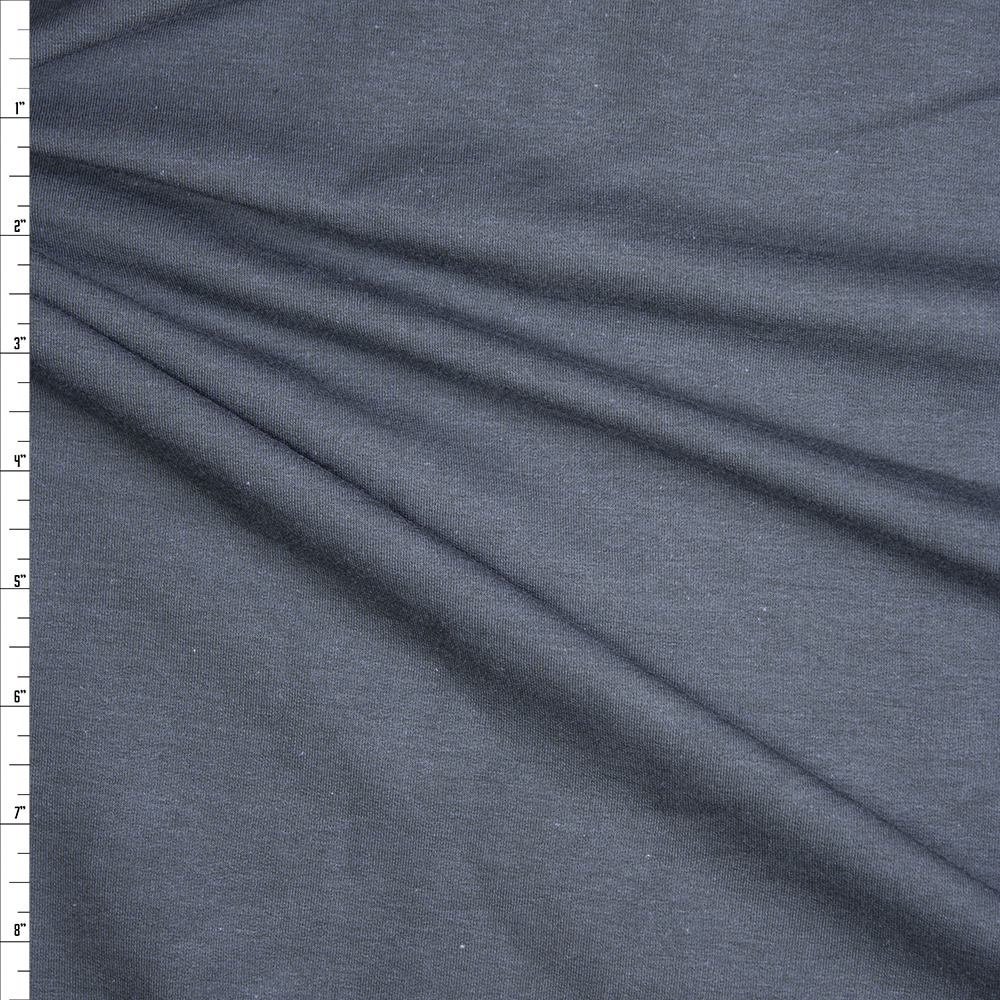 Midweight Charcoal Organic Cotton/Bamboo Stretch French Terry Fabric By The Yard
