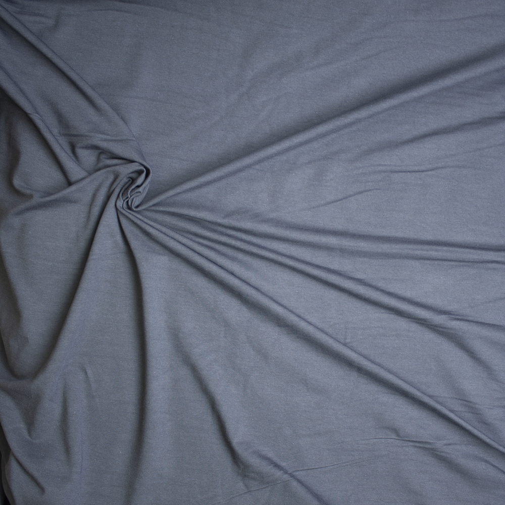 Midweight Charcoal Organic Cotton/Bamboo Stretch French Terry Fabric By The Yard - Wide shot