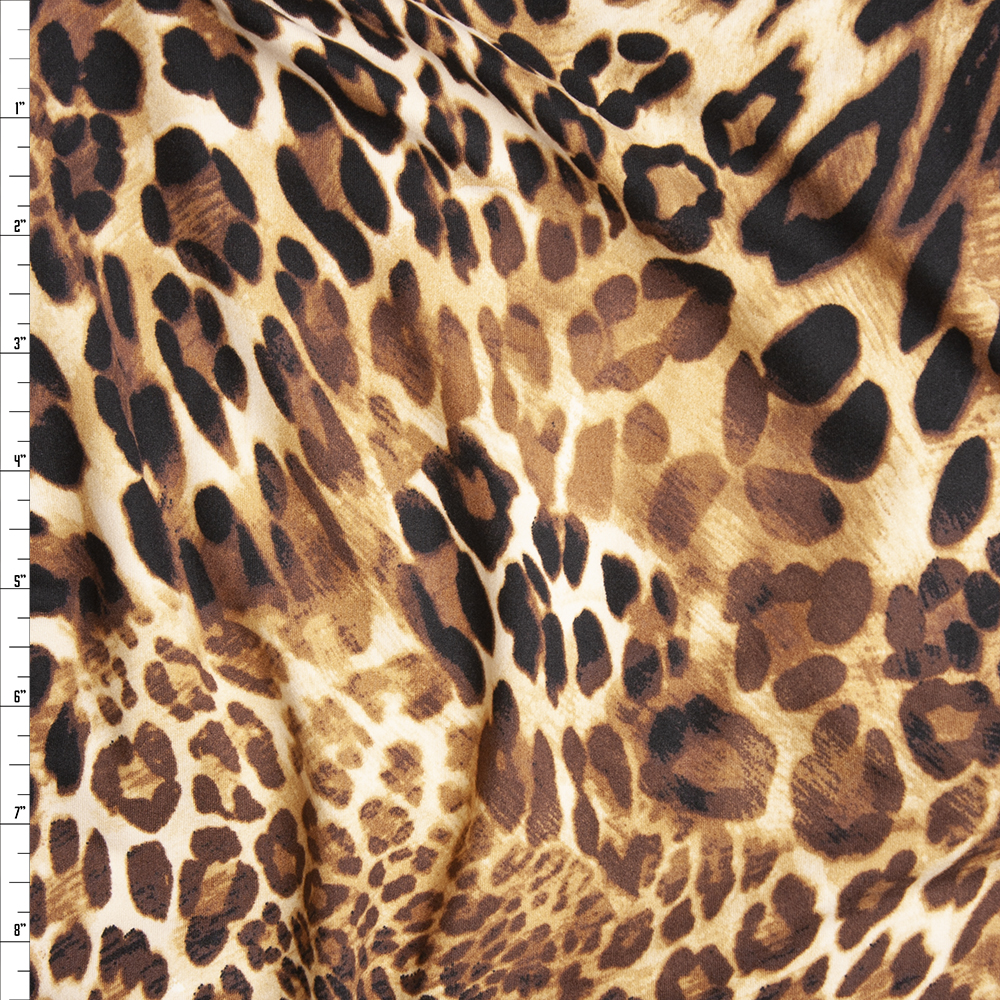 Mixed Leopard Print Double Brushed Poly Spandex Fabric By The Yard