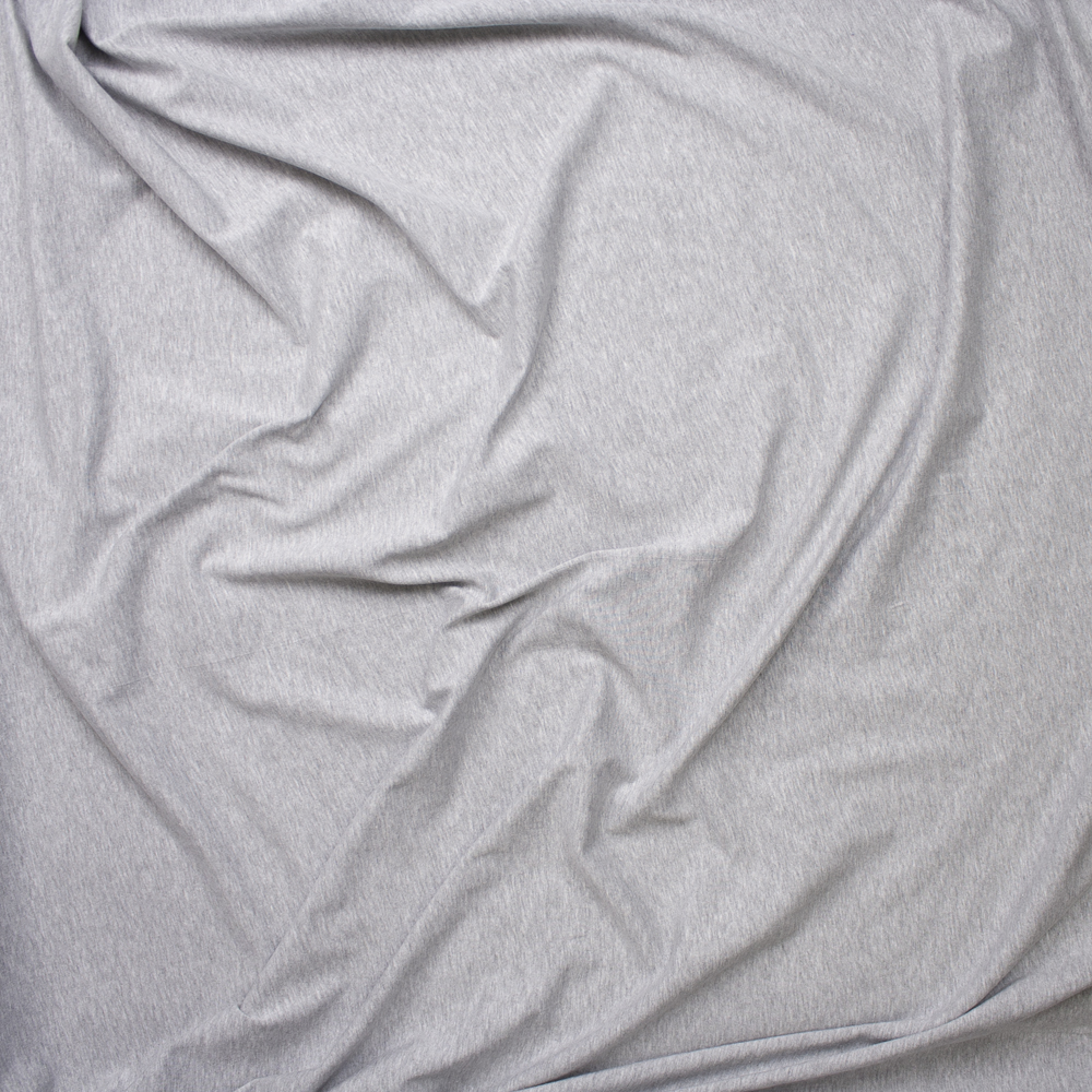 Heather Grey Light Midweight Stretch Cotton Jersey Knit Fabric By The Yard - Wide shot