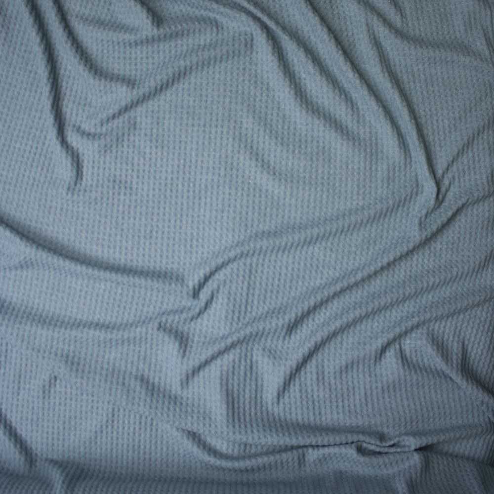 Teal Grey Soft Waffle Knit Fabric By The Yard - Wide shot