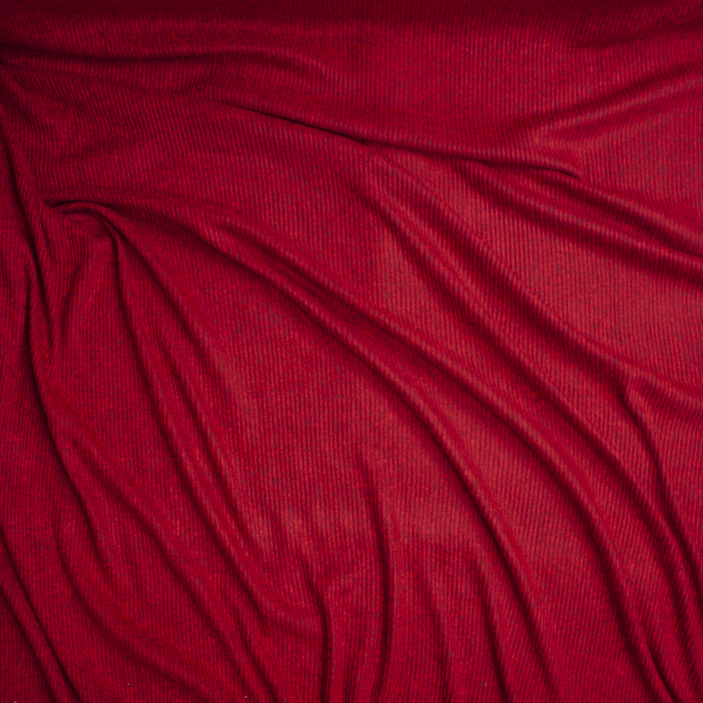 Deep Red Heather Brushed Ribbed Sweater Knit Fabric By The Yard - Wide shot