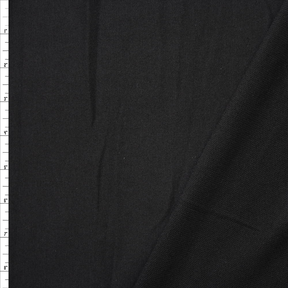Black Lightweight Poly/Rayon French Terry Fabric By The Yard