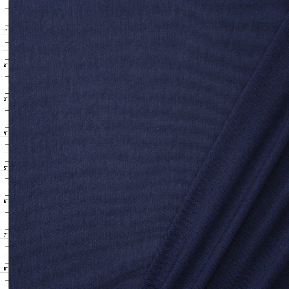 Navy Blue Lightweight Poly/Rayon French Terry Fabric By The Yard