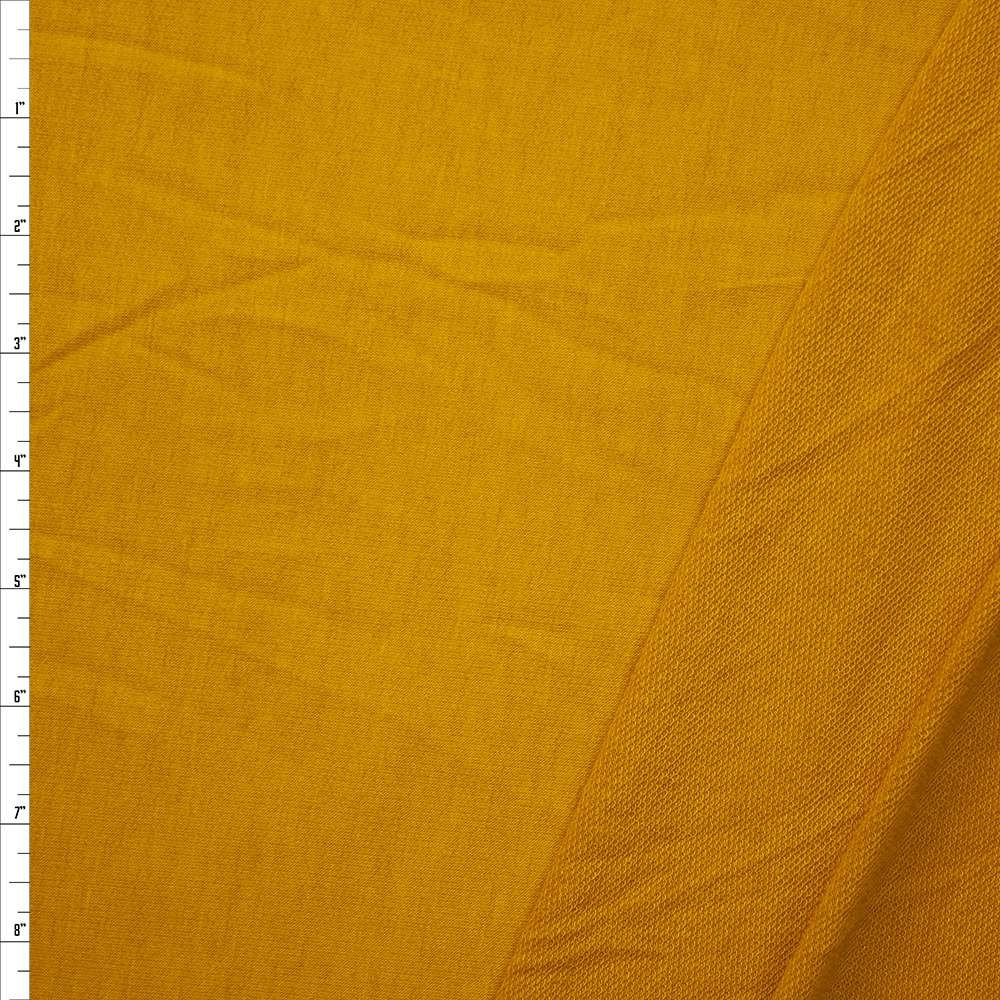 Mustard Lightweight Poly/Rayon French Terry Fabric By The Yard