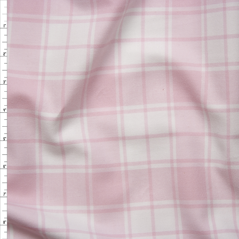 Pink and White Plaid Cotton Flannel from 'Robert Kaufman' Fabric By The Yard