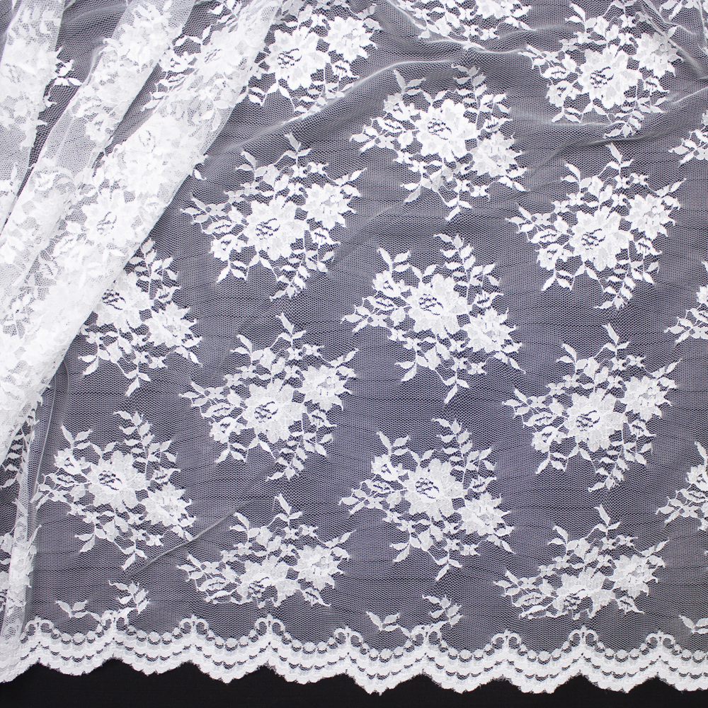 White Chantilly Lace Fabric By The Yard - Wide shot