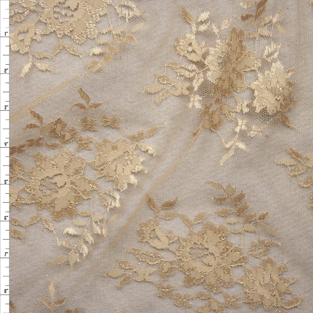 Tan Chantilly Lace Fabric By The Yard
