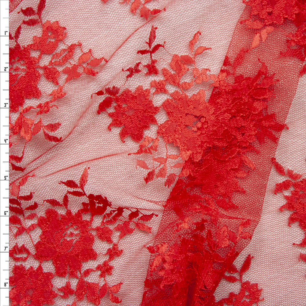 Red Chantilly Lace Fabric By The Yard