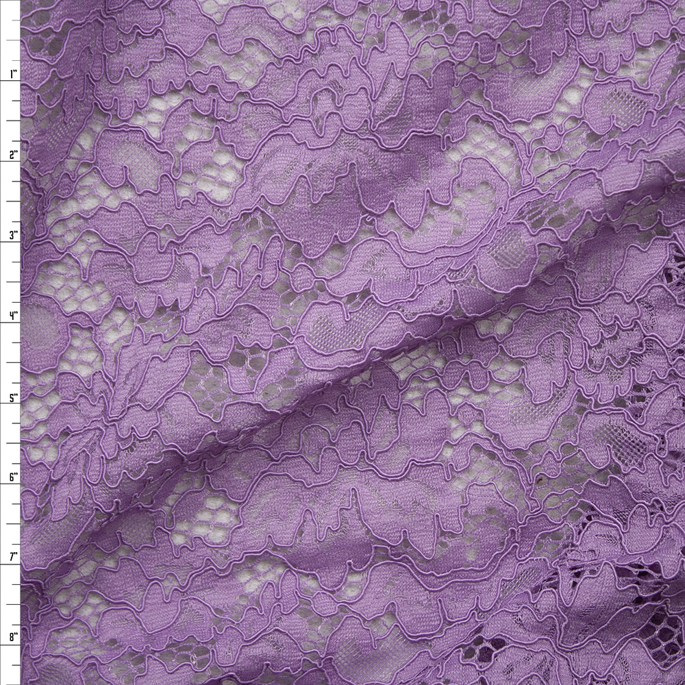 Lavender Floral Corded Lace Fabric By The Yard