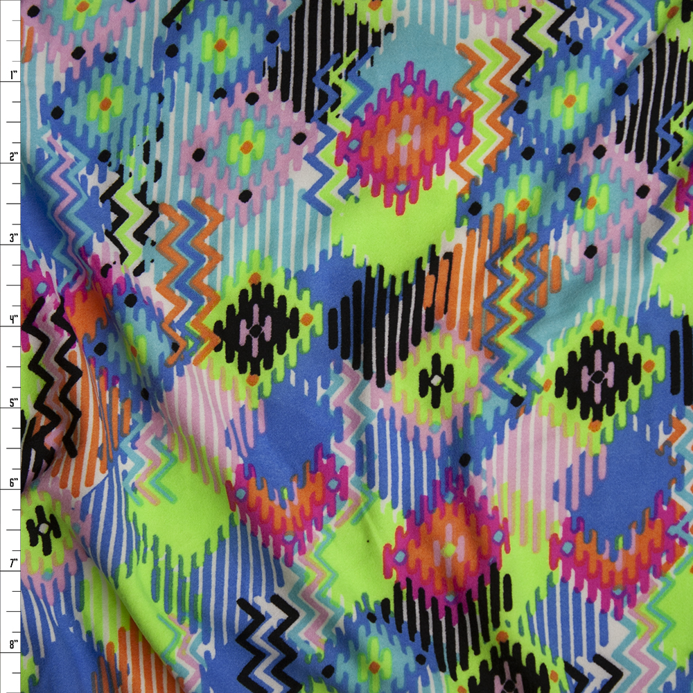 Multi Colored Southwestern Inspired Double Brushed Poly Spandex Fabric By The Yard