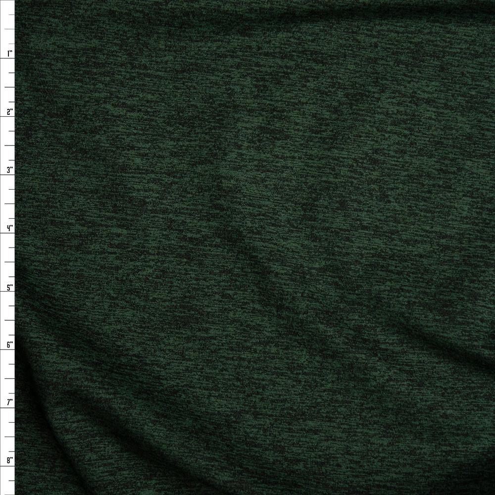 Dark Emerald Heather Brushed Poly Athletic Knit Fabric By The Yard