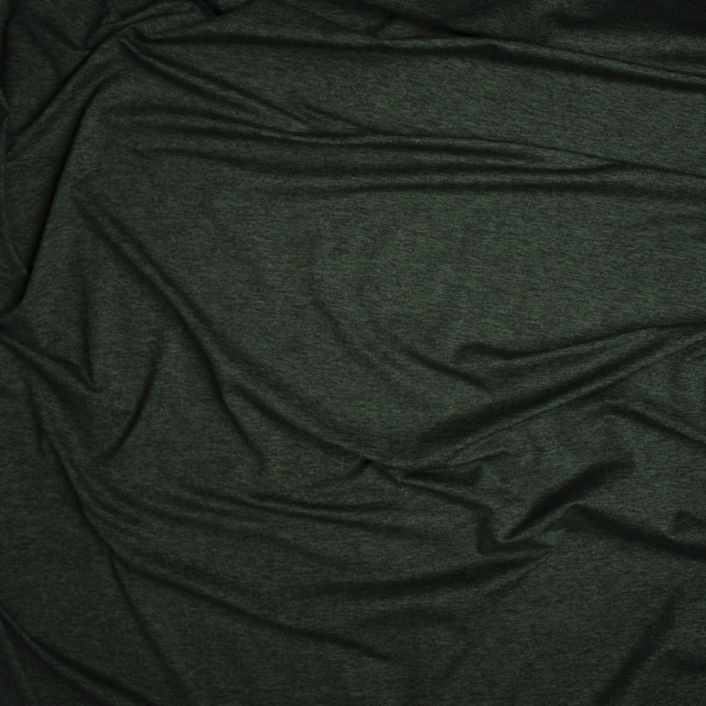 Dark Emerald Heather Brushed Poly Athletic Knit Fabric By The Yard - Wide shot