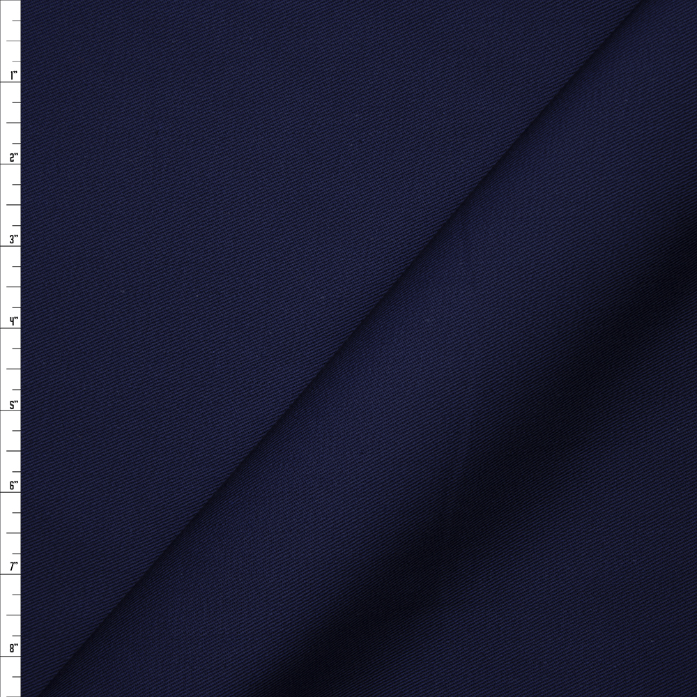 Solid Navy Blue Midweight Cotton Twill Fabric By The Yard