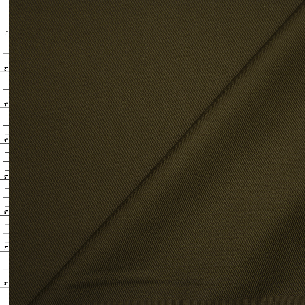 Solid Olive Green Midweight Cotton Twill Fabric By The Yard