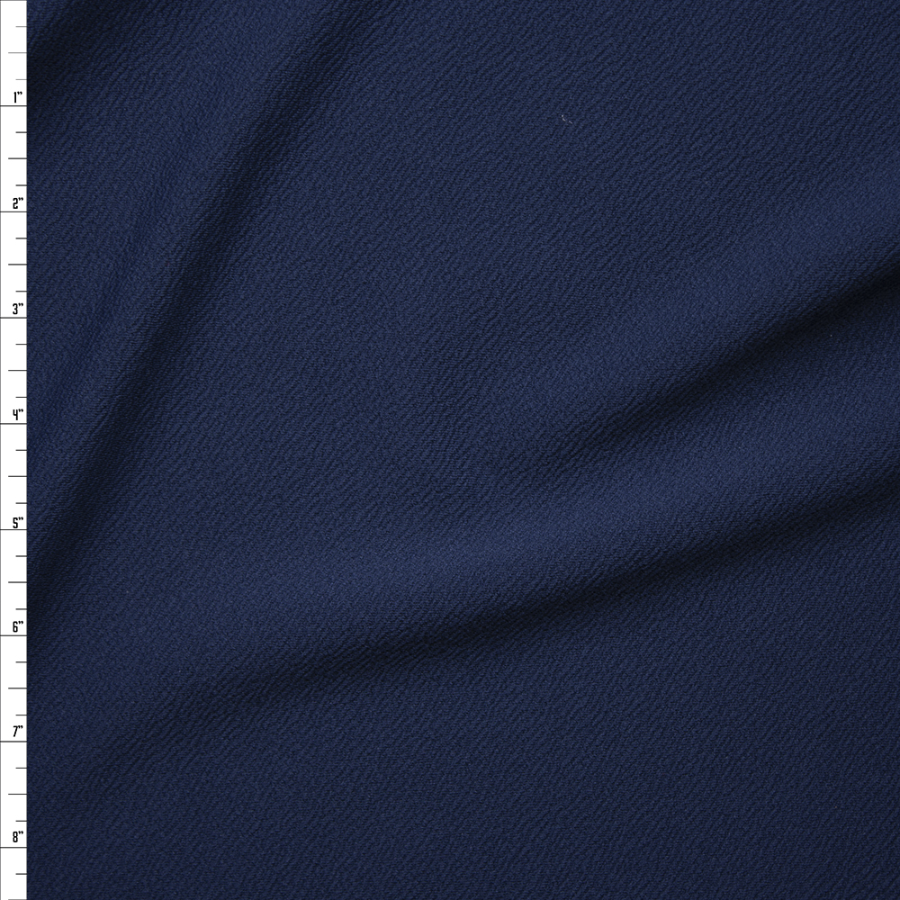 Solid Navy Blue Crepe Textured Liverpool Knit Fabric By The Yard