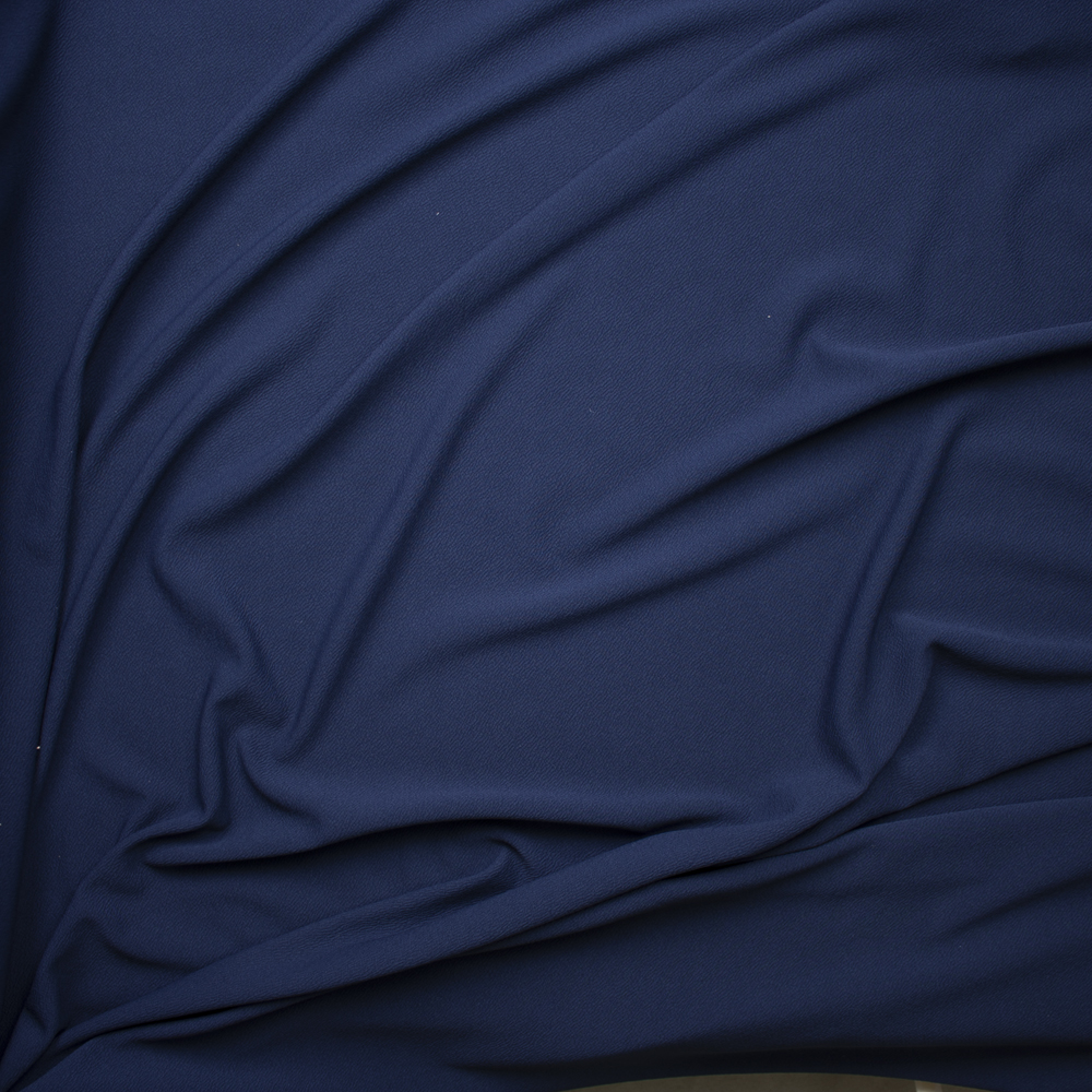 Solid Navy Blue Crepe Textured Liverpool Knit Fabric By The Yard - Wide shot