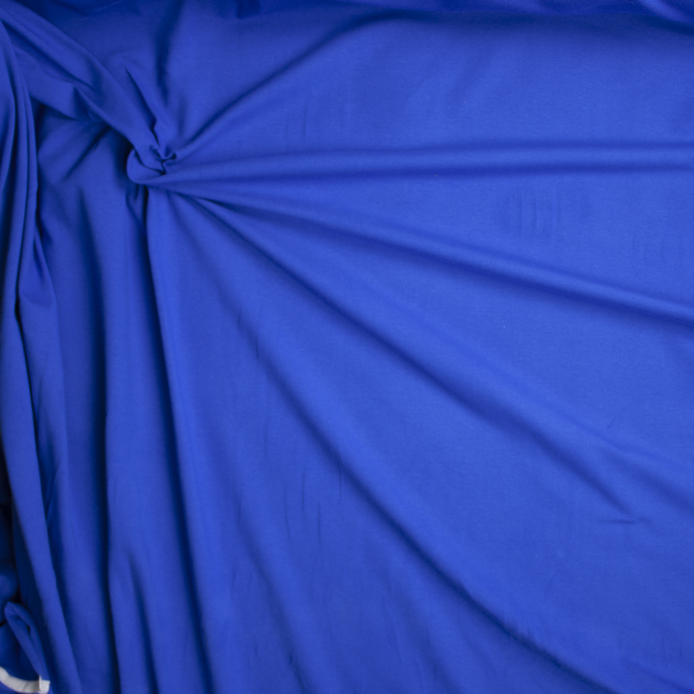 Royal Blue Stretch Midweight Cotton Jersey Knit Fabric By The Yard - Wide shot