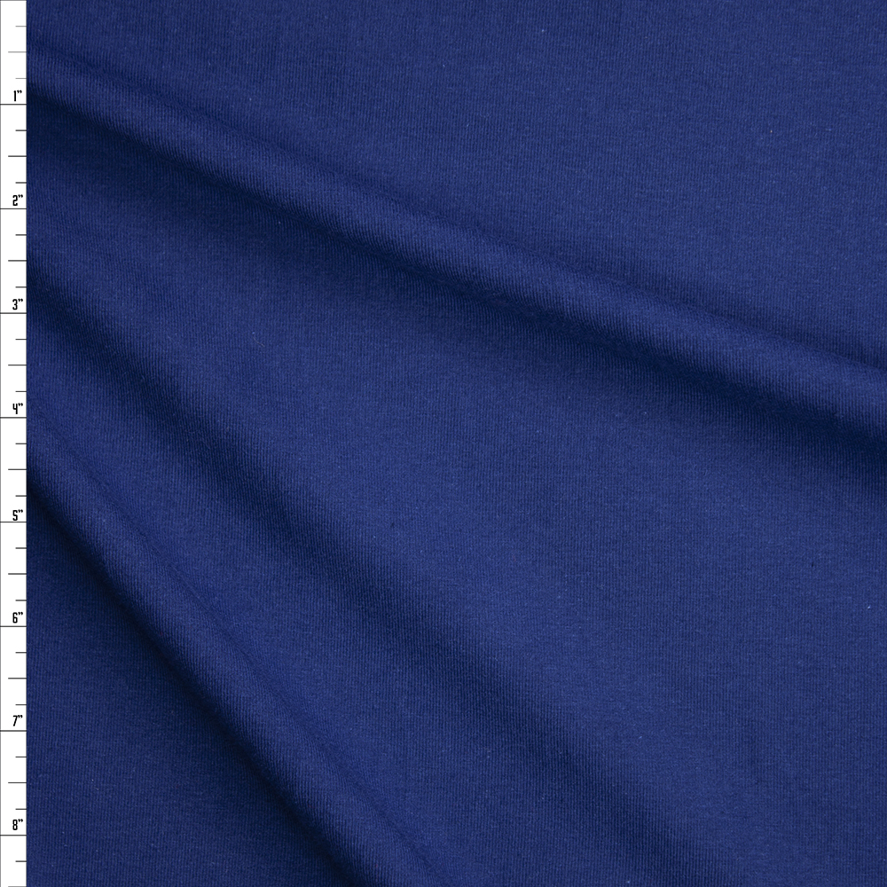 Navy Blue Stretch Midweight Cotton Jersey Knit Fabric By The Yard