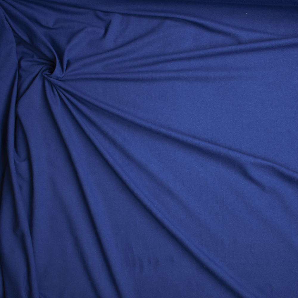 Navy Blue Stretch Midweight Cotton Jersey Knit Fabric By The Yard - Wide shot