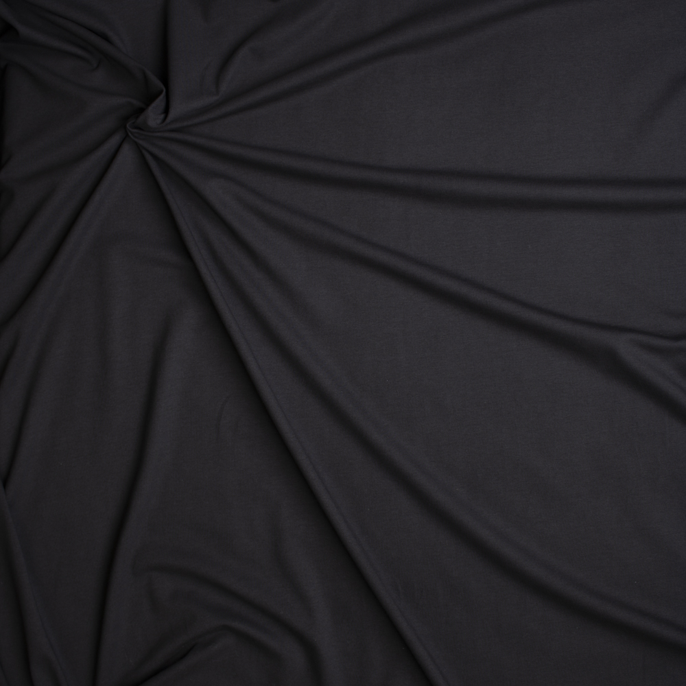 Black Stretch Midweight Cotton Jersey Knit Fabric By The Yard - Wide shot