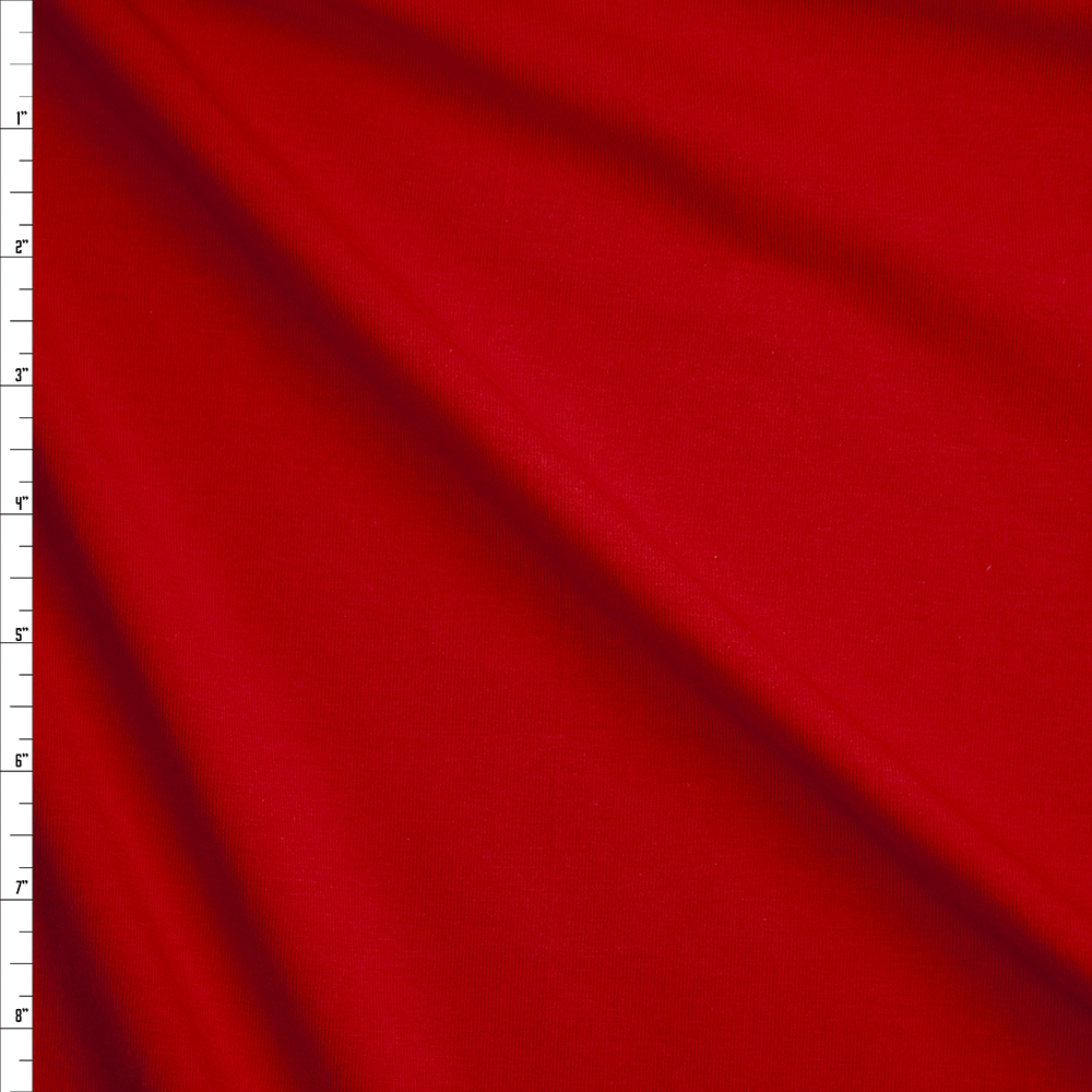 Red Stretch Midweight Cotton Jersey Knit Fabric By The Yard