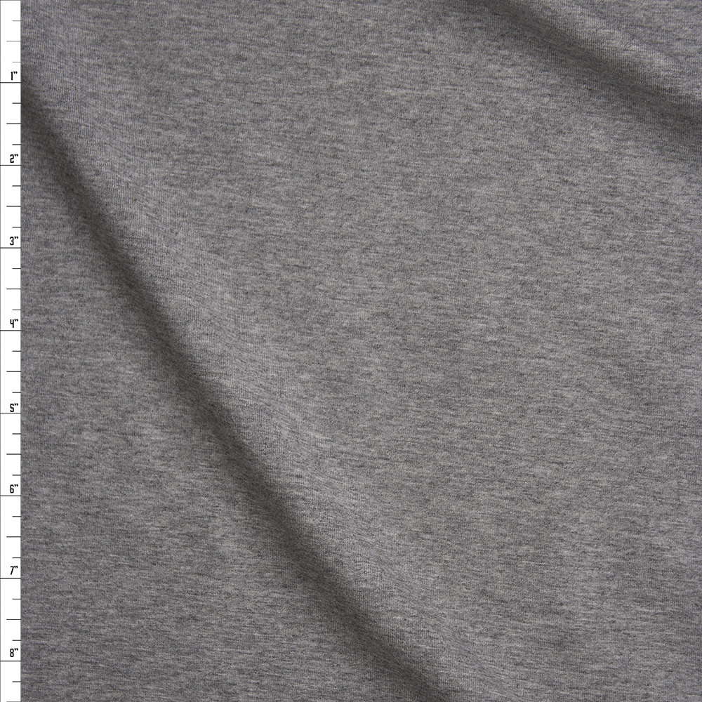 Heather Grey Stretch Midweight Cotton Jersey Knit Fabric By The Yard