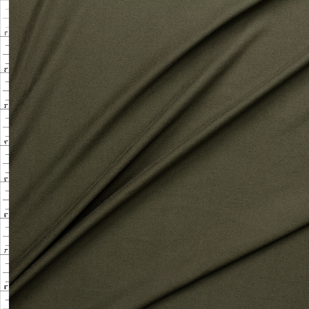 Dark Olive Double Brushed Poly/Spandex Fabric By The Yard