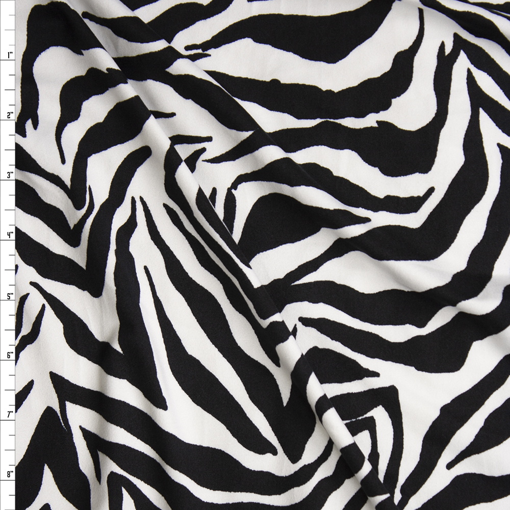 Black and White Zebra Print Double Brushed Poly Spandex Fabric By The Yard