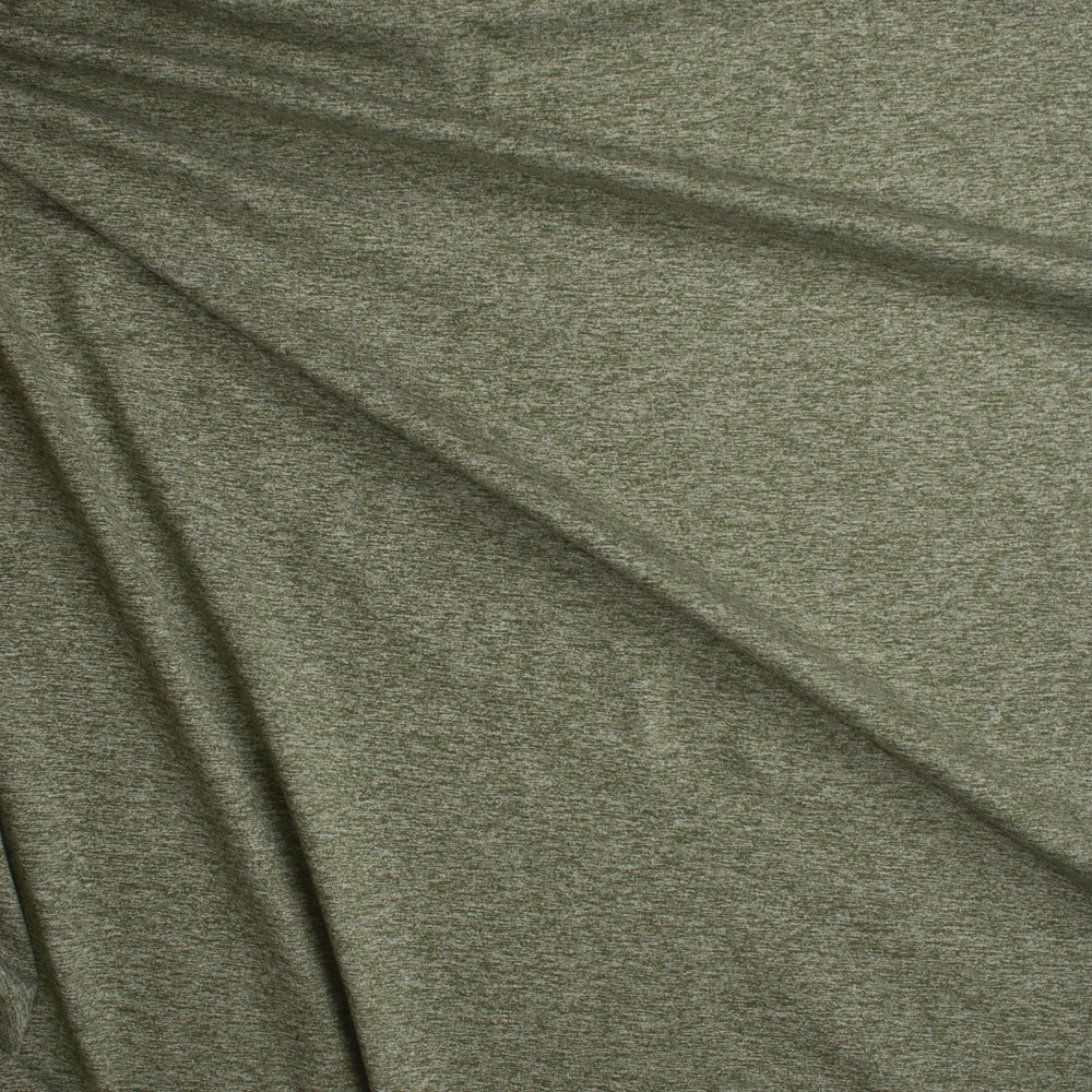 Olive Green Heather Heavyweight Brushed Athletic Knit Fabric By The Yard - Wide shot