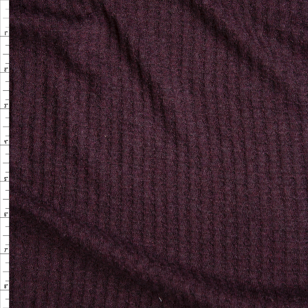 Dark Plum Soft Waffle Knit Fabric By The Yard