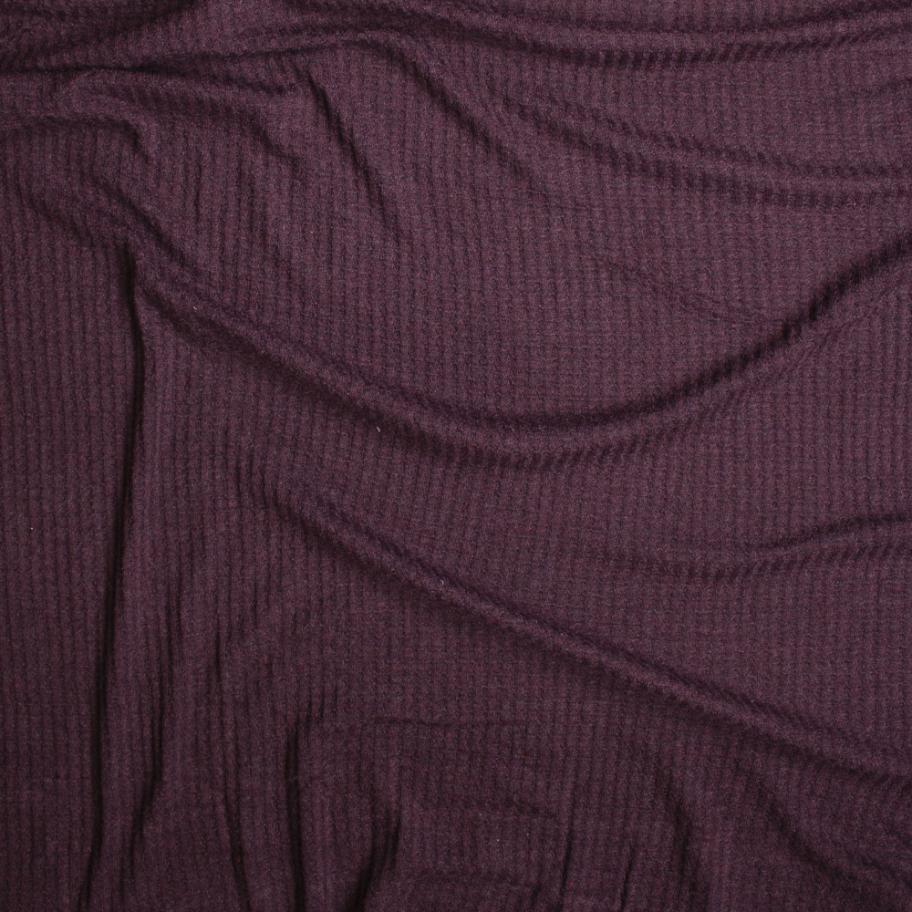 Dark Plum Soft Waffle Knit Fabric By The Yard - Wide shot