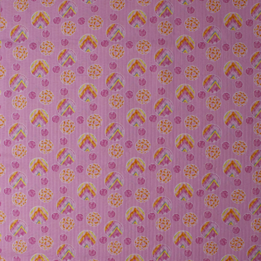 Rainbow Dots on Pink ‘Tutti Frutti’ Plissé Fabric By The Yard - Wide shot