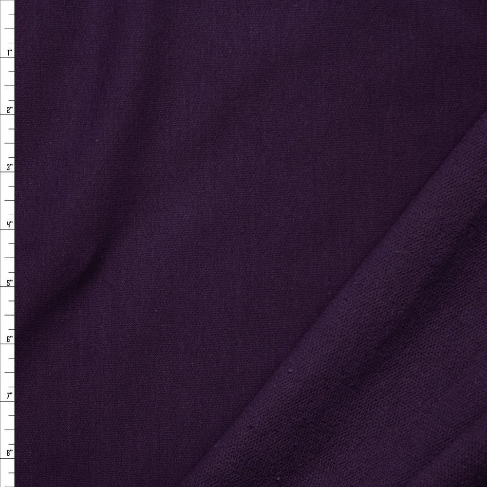 Plum Midweight 4-way Stretch Cotton French Terry Fabric By The Yard