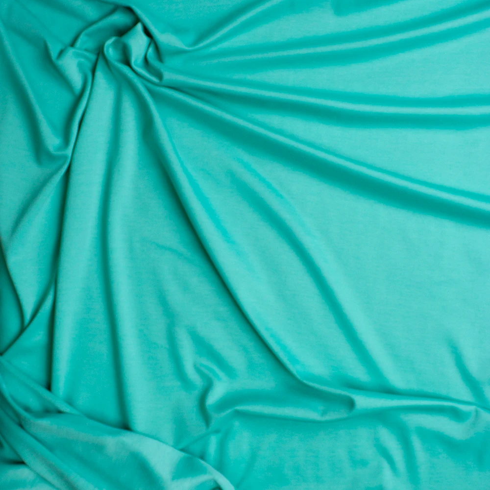 Aqua Solid Ponte De Roma Fabric By The Yard - Wide shot