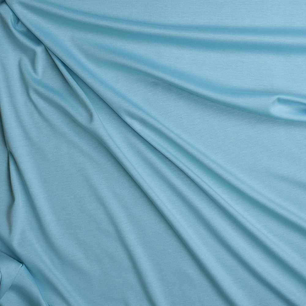 Robins Egg Blue Solid Ponte De Roma Fabric By The Yard - Wide shot