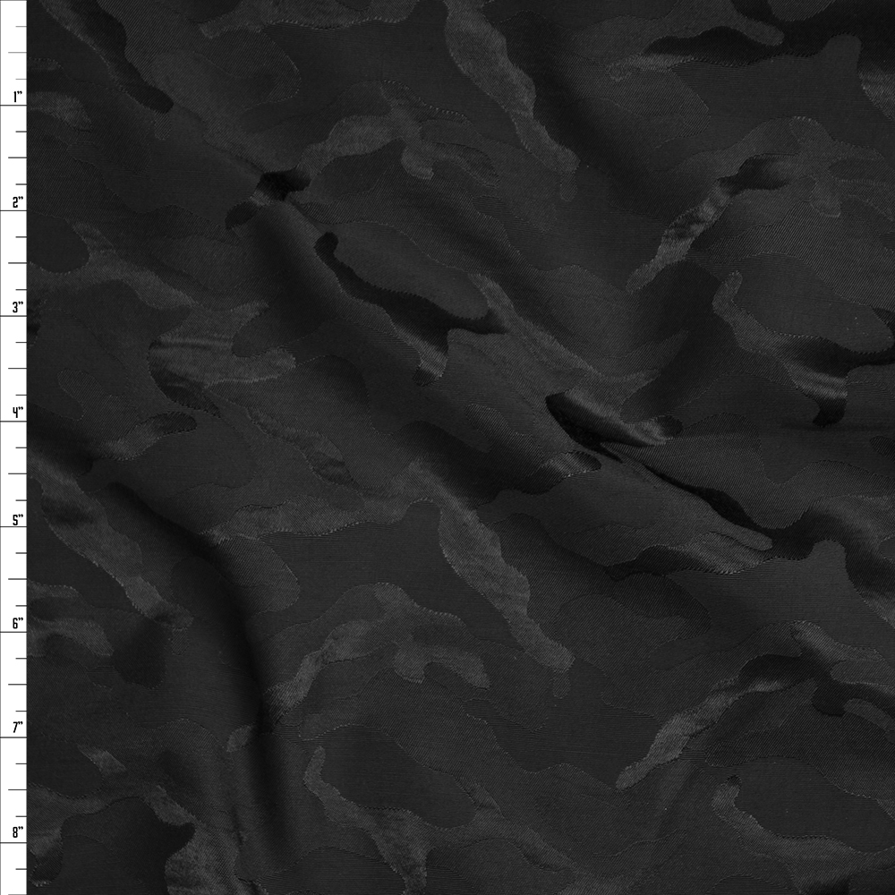 Black on Black Camouflage Midweight Jaquard Fabric By The Yard