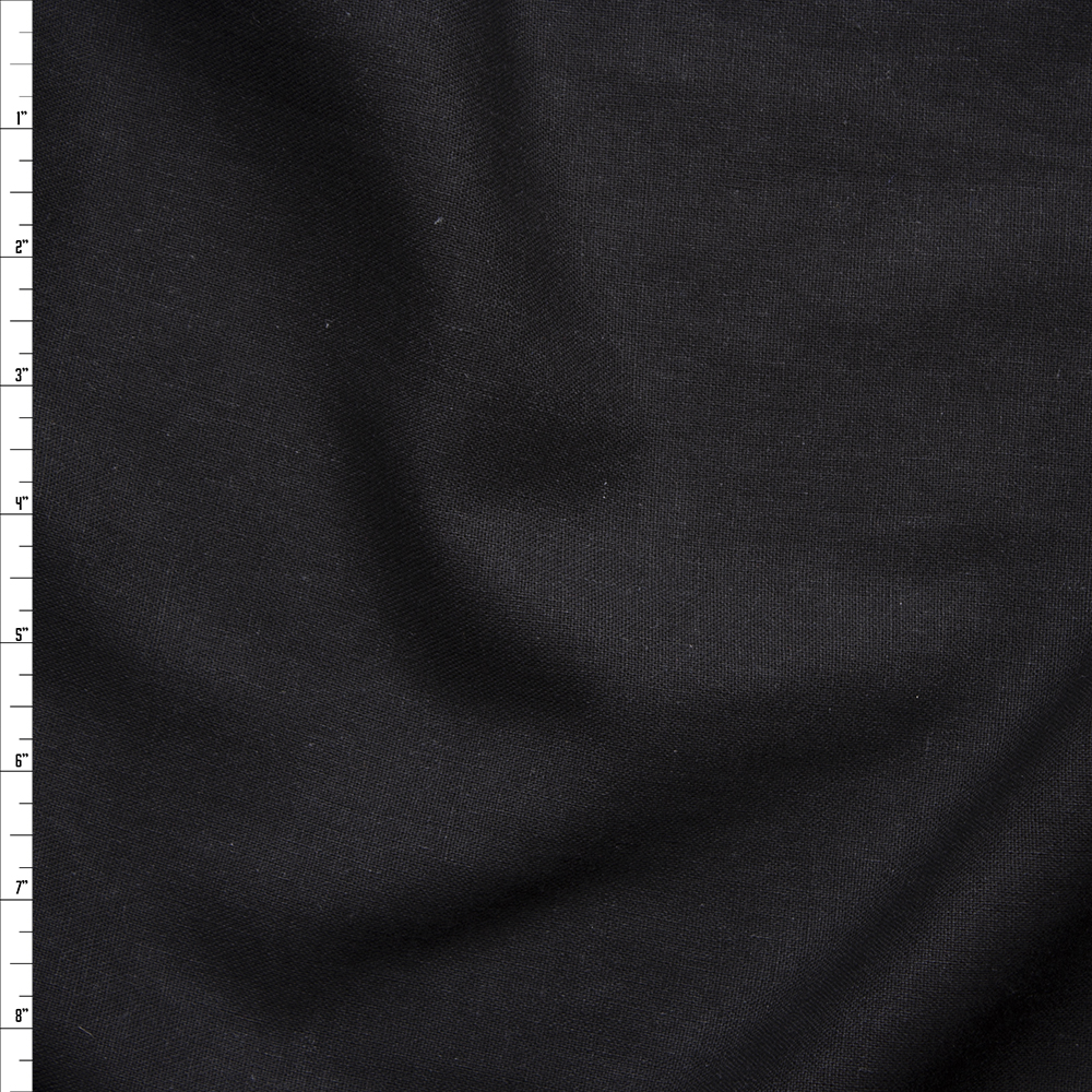 Black Rayon/Linen Linen-Look Fabric By The Yard