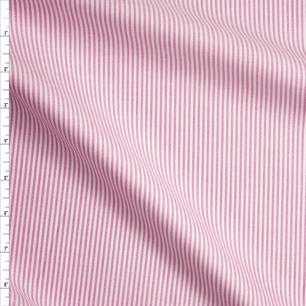 Pink and White Vertical Stripes Cotton Oxford Cloth from ‘Brooks Brothers’ Fabric By The Yard
