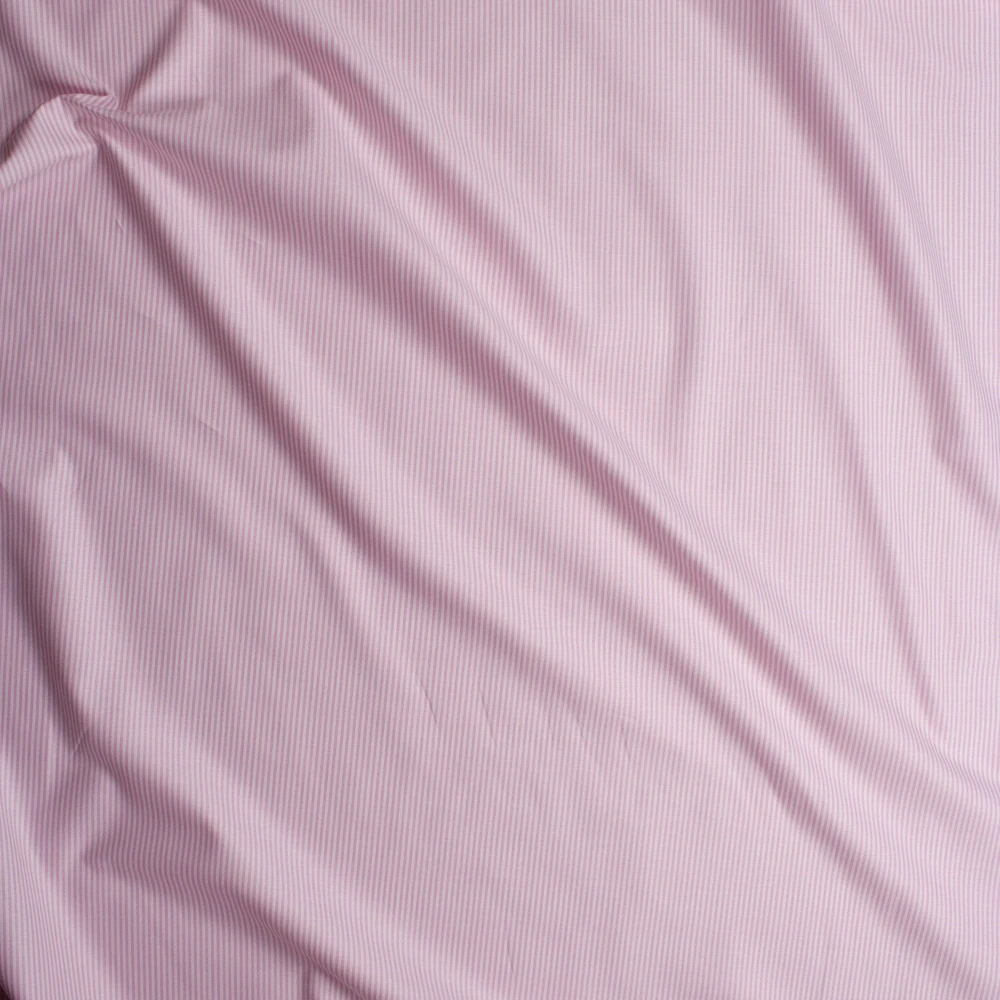 Pink and White Vertical Stripes Cotton Oxford Cloth from ‘Brooks Brothers’ Fabric By The Yard - Wide shot
