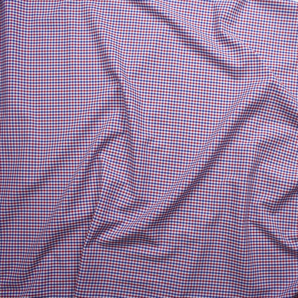 Red, White, and Blue Plaid Fine Cotton Shirting from ‘Brooks Brothers’ Fabric By The Yard - Wide shot
