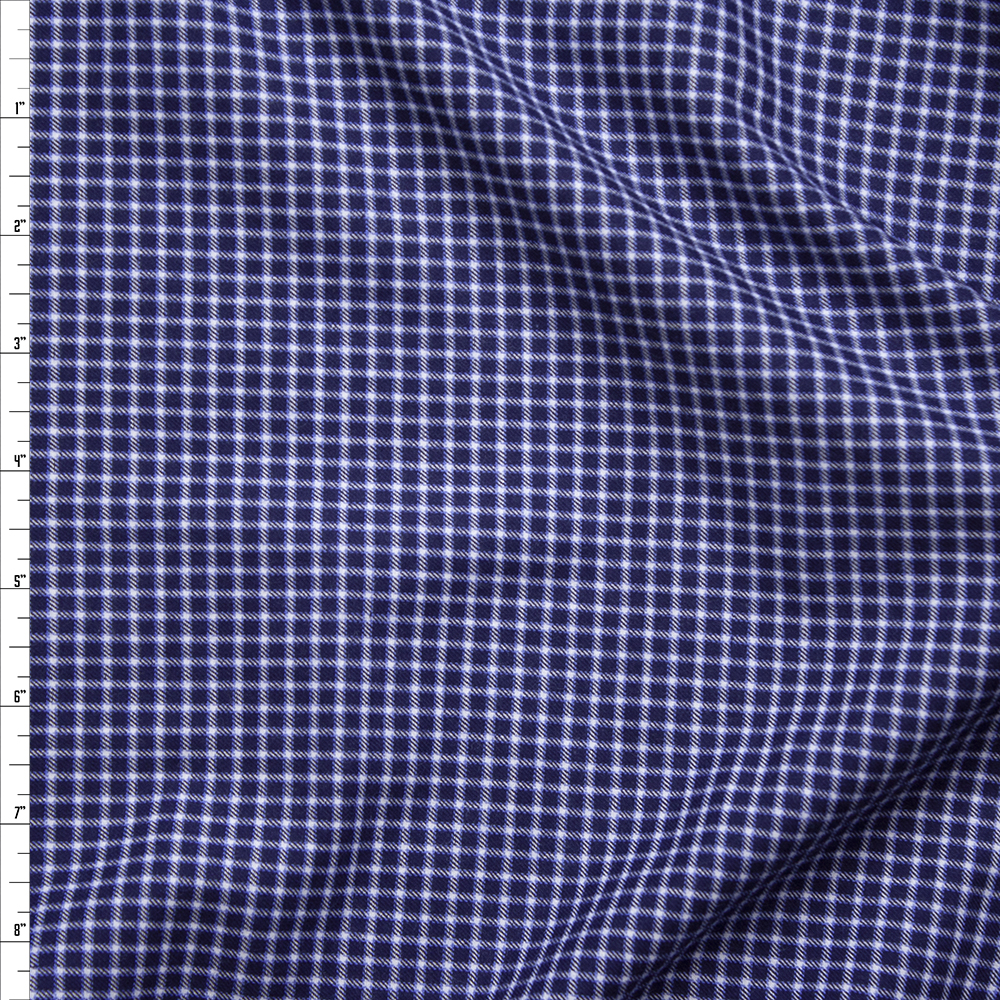 White on Navy Blue Plaid Fine Flannel Shirting from ‘Brooks Brothers’ Fabric By The Yard