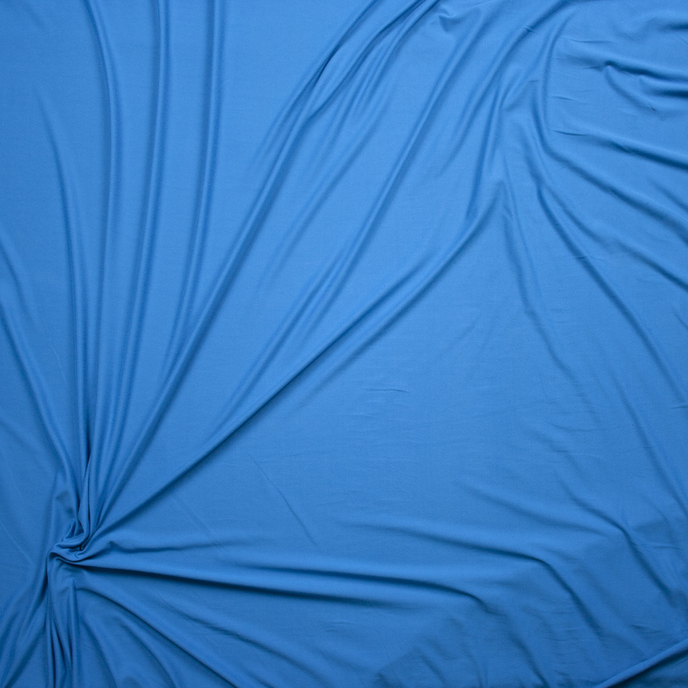 Turquoise Double Brushed Poly/Spandex Knit Fabric By The Yard - Wide shot