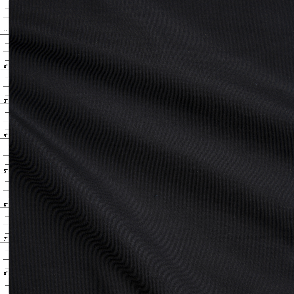 Black Midweight Stretch Corduroy #20239 Fabric By The Yard