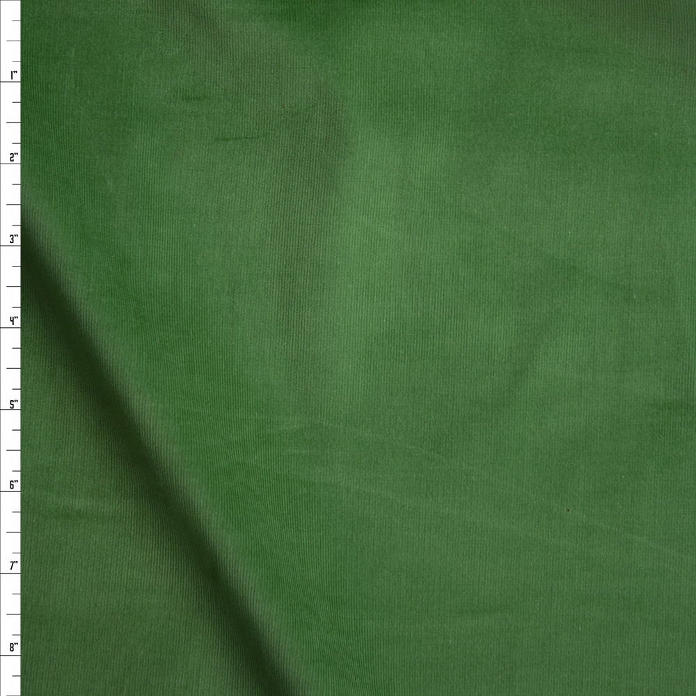 Green Midweight Stretch Corduroy Fabric By The Yard