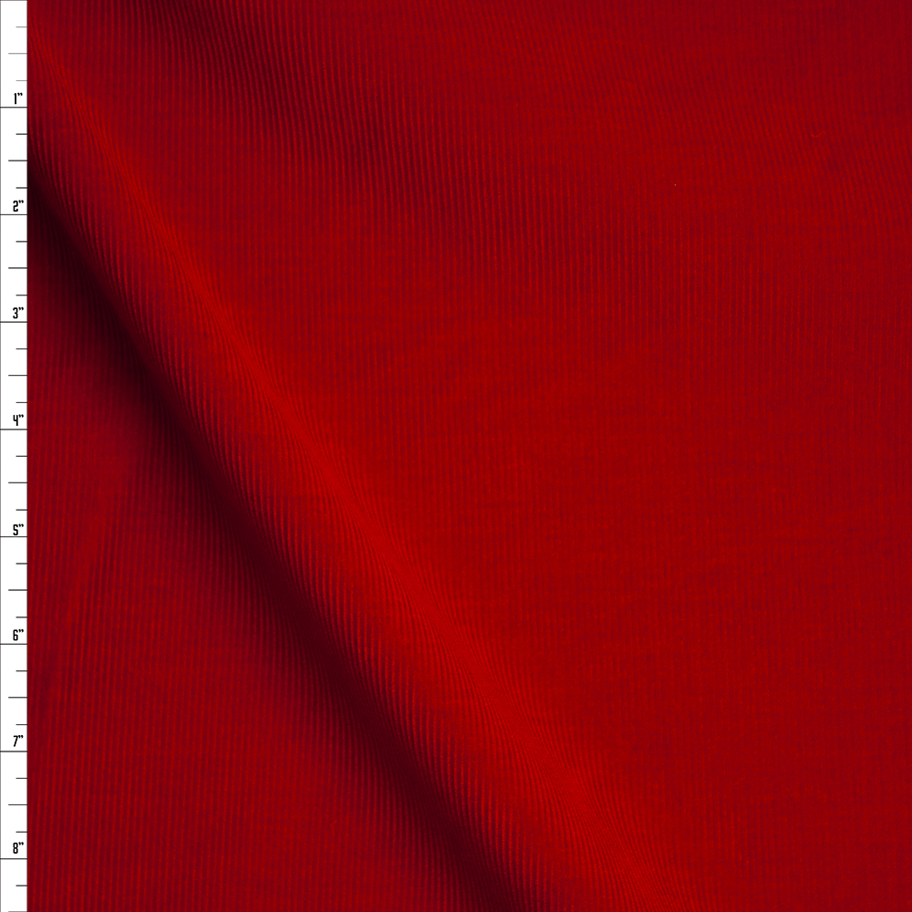 Cherry Red Midweight Corduroy Fabric By The Yard