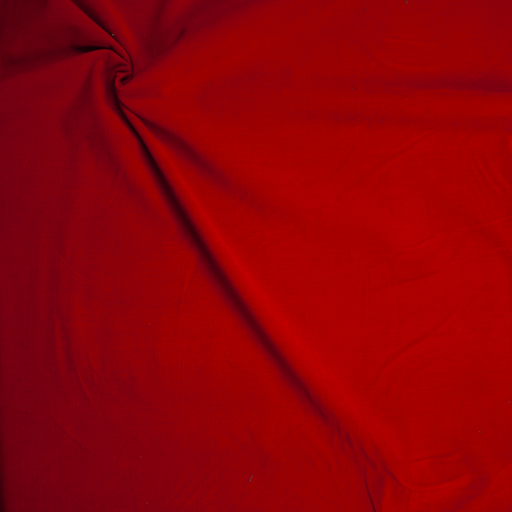 Cherry Red Midweight Corduroy Fabric By The Yard - Wide shot