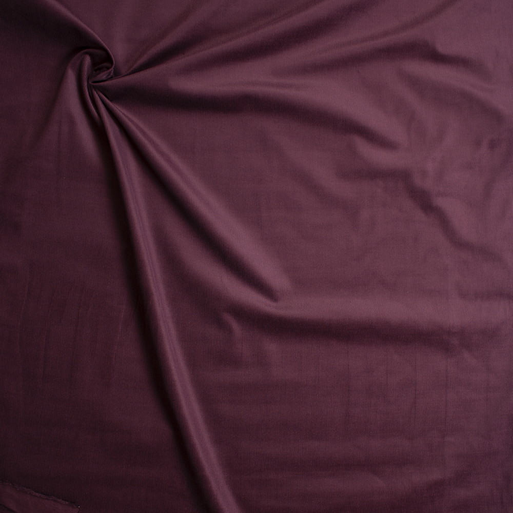 Plum Midweight Stretch Corduroy Fabric By The Yard - Wide shot